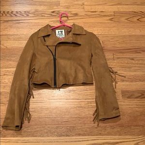 Suede-like fringe jacket